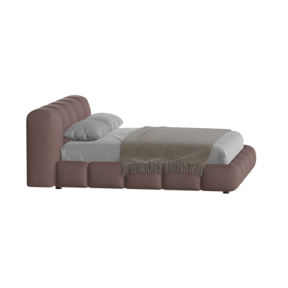 Fluffy Upholstered Bed Frame in Textured Bouclé