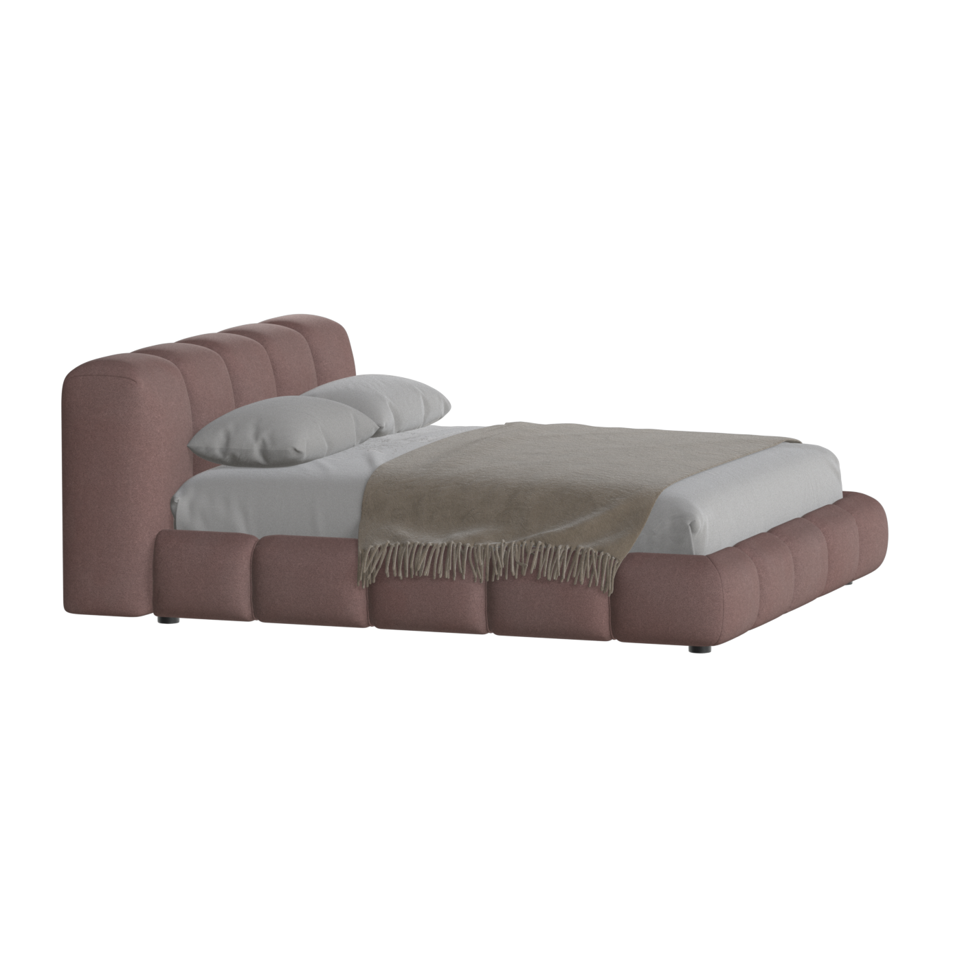 Fluffy Upholstered Bed Frame in Textured Bouclé