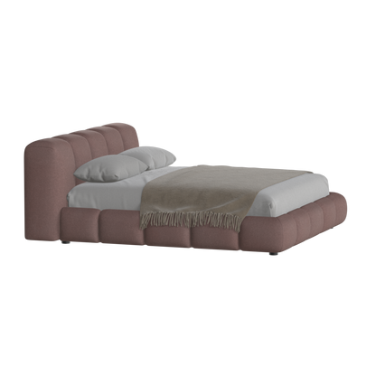 Fluffy Upholstered Bed Frame in Textured Bouclé