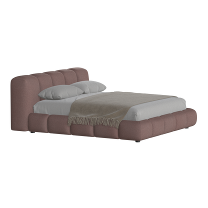 Fluffy Upholstered Bed Frame in Textured Bouclé