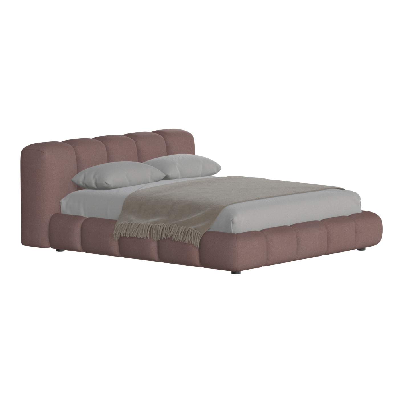 Fluffy Upholstered Bed Frame in Textured Bouclé