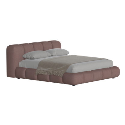 Fluffy Upholstered Bed Frame in Textured Bouclé