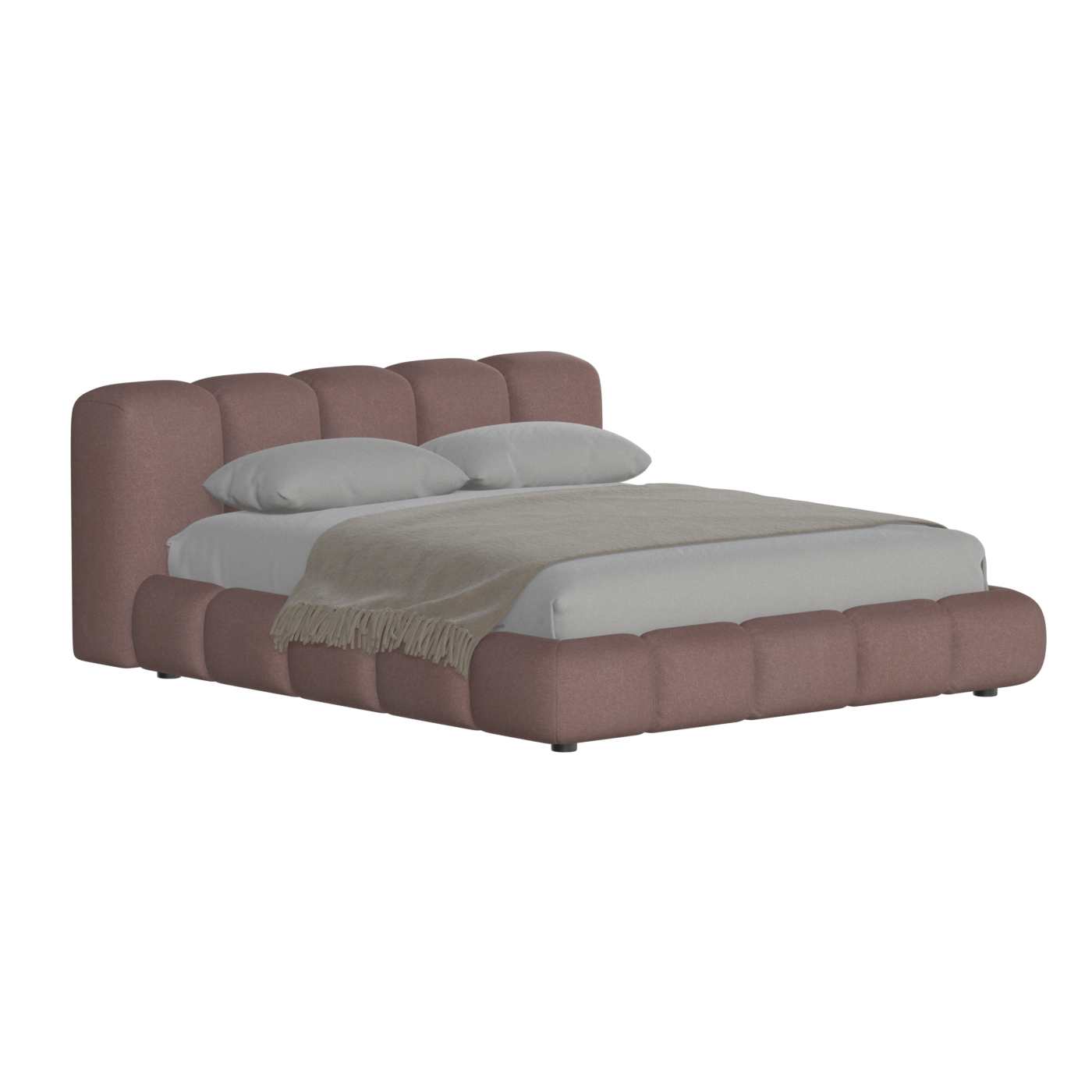 Fluffy Upholstered Bed Frame in Textured Bouclé