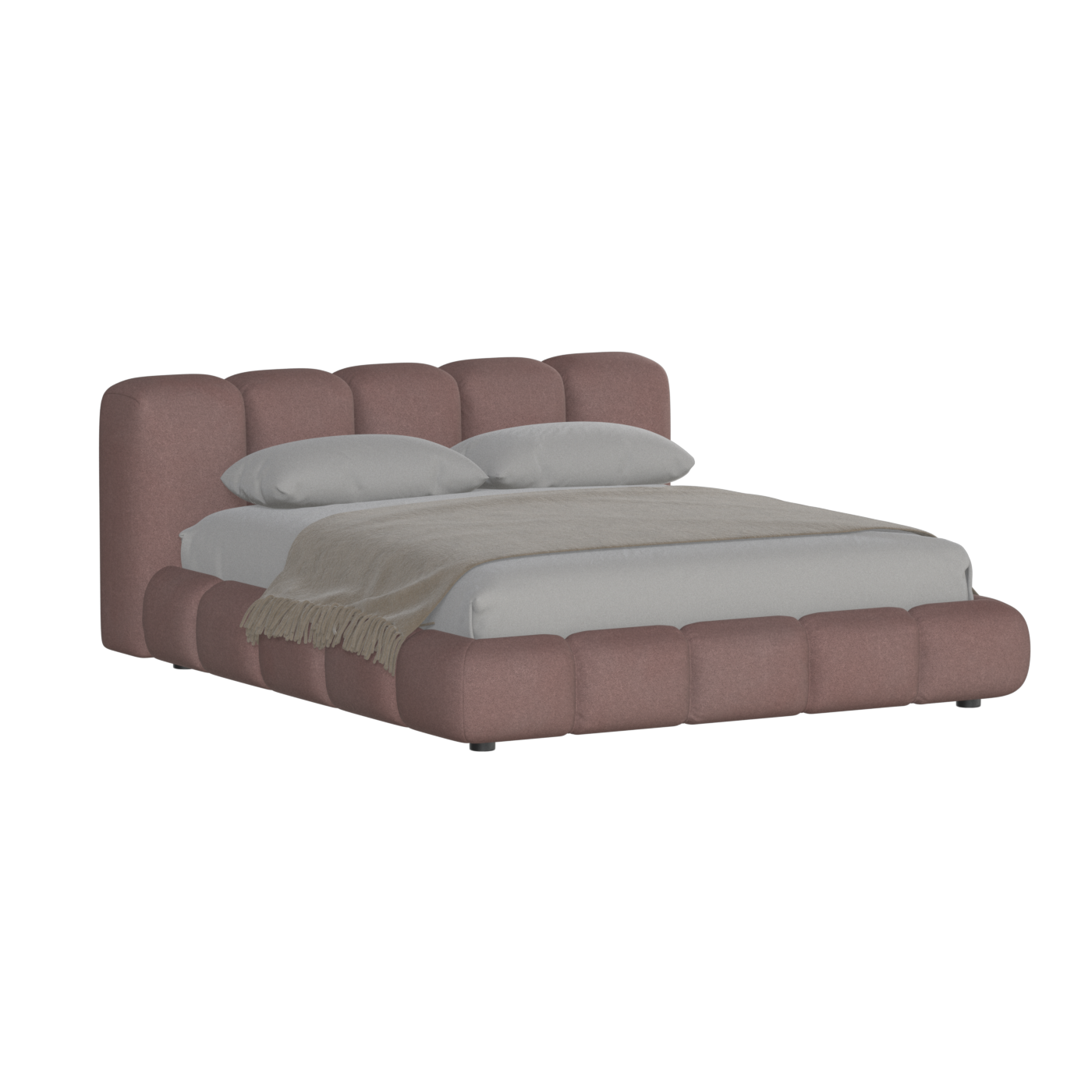 Fluffy Upholstered Bed Frame in Textured Bouclé