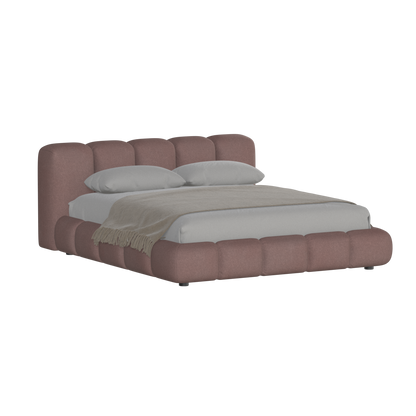 Fluffy Upholstered Bed Frame in Textured Bouclé