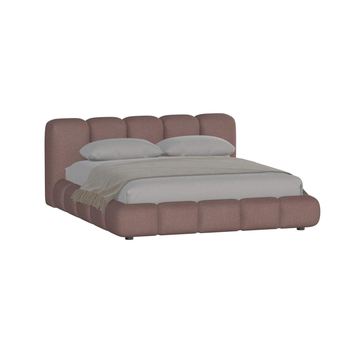 Fluffy Upholstered Bed Frame in Textured Bouclé