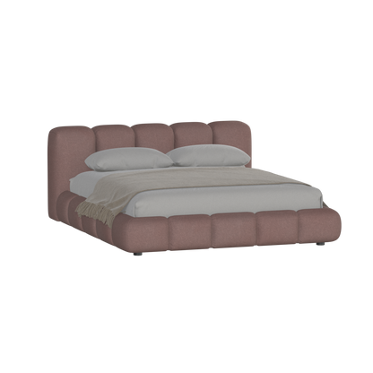 Fluffy Upholstered Bed Frame in Textured Bouclé