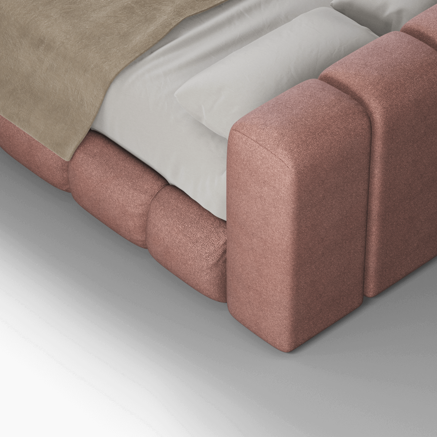 Fluffy Upholstered Bed Frame in Textured Bouclé