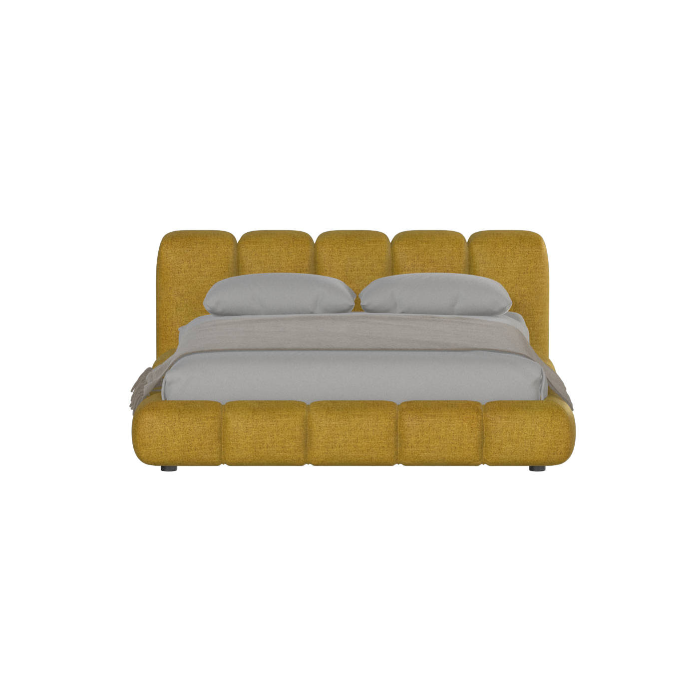 Fluffy Upholstered Bed Frame in Textured Bouclé