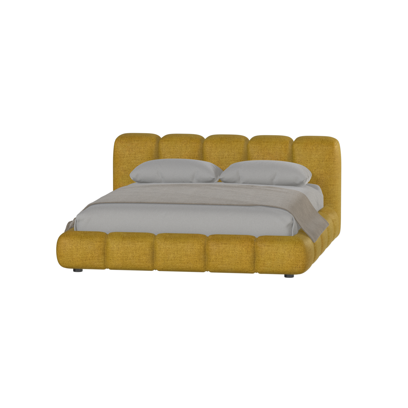 Fluffy Upholstered Bed Frame in Textured Bouclé