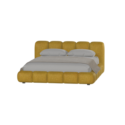 Fluffy Upholstered Bed Frame in Textured Bouclé