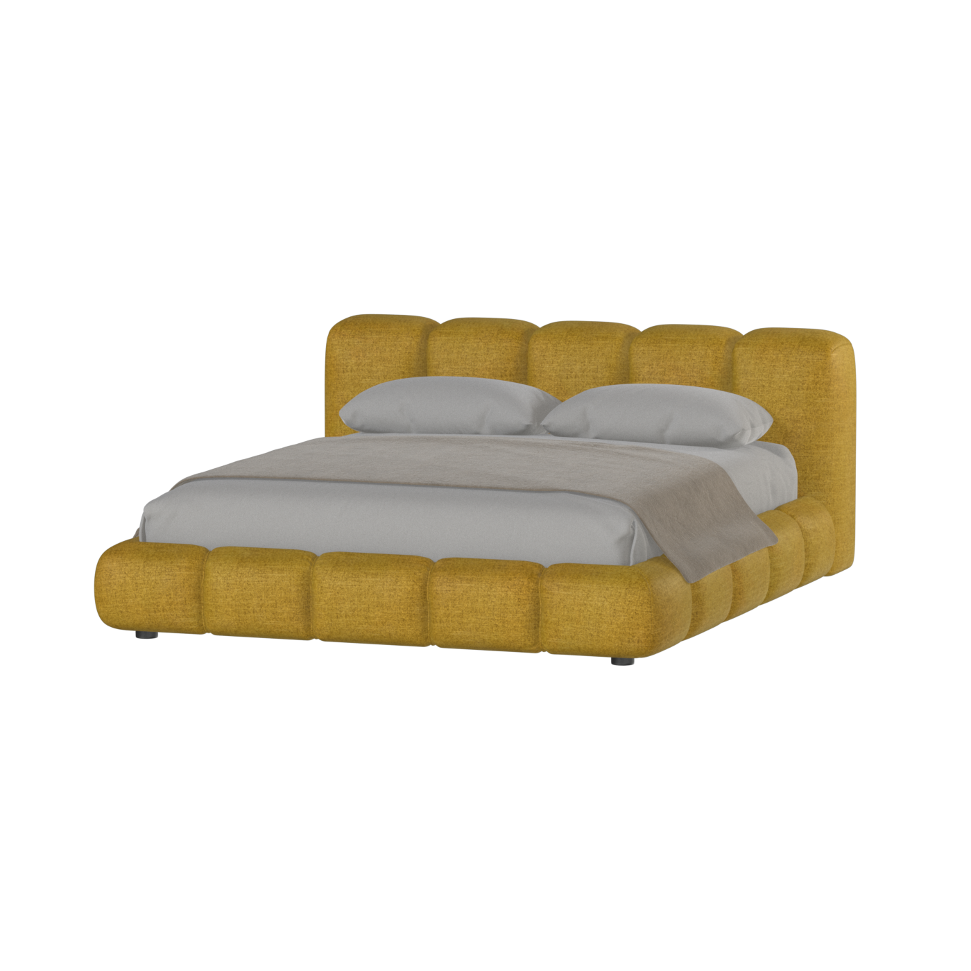 Fluffy Upholstered Bed Frame in Textured Bouclé
