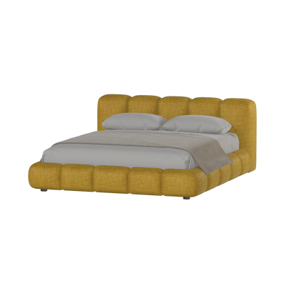 Fluffy Upholstered Bed Frame in Textured Bouclé