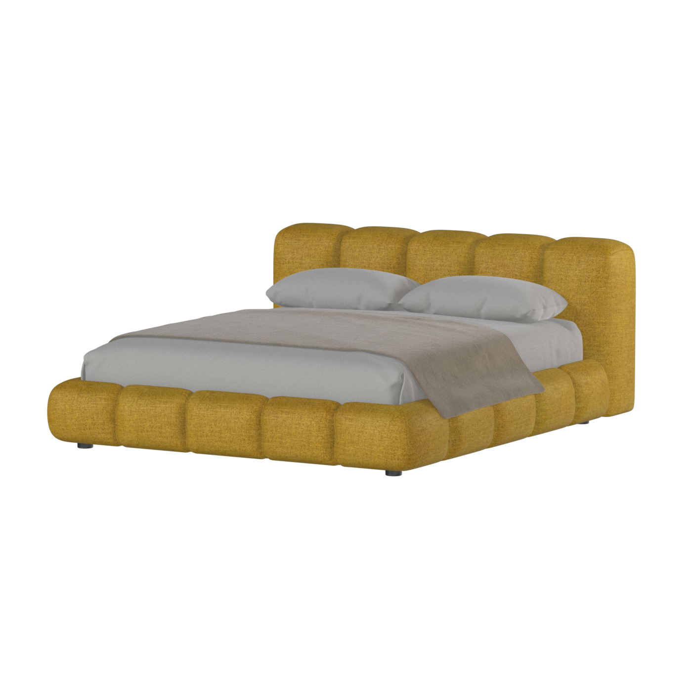 Fluffy Upholstered Bed Frame in Textured Bouclé