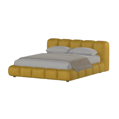 Fluffy Upholstered Bed Frame in Textured Bouclé
