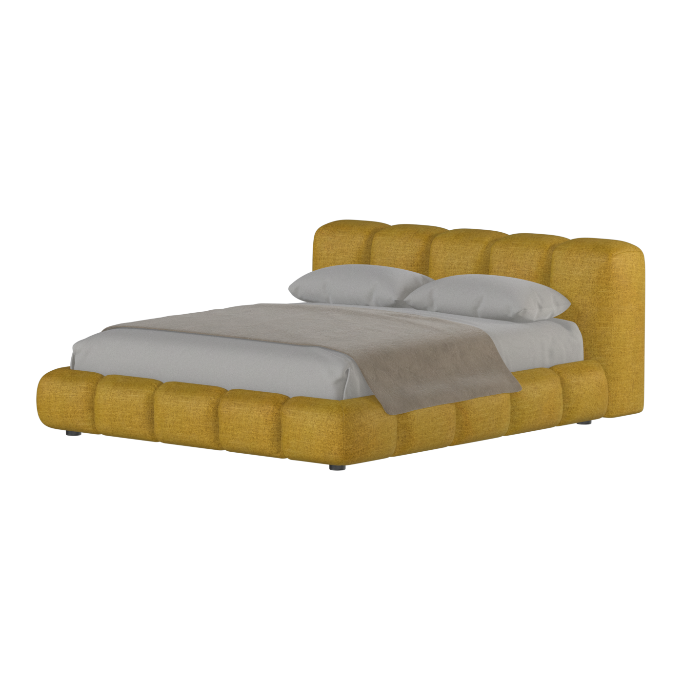 Fluffy Upholstered Bed Frame in Textured Bouclé