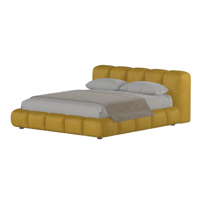 Fluffy Upholstered Bed Frame in Textured Bouclé