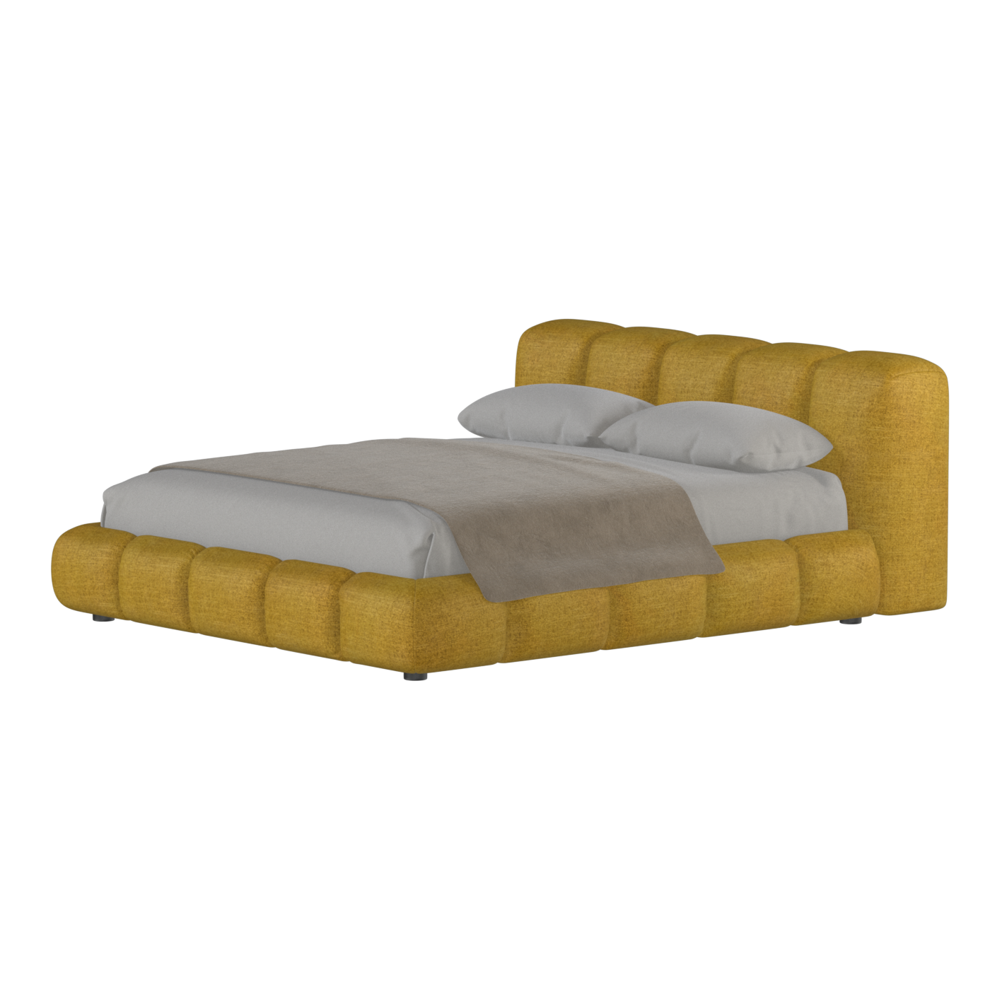 Fluffy Upholstered Bed Frame in Textured Bouclé