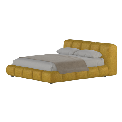 Fluffy Upholstered Bed Frame in Textured Bouclé