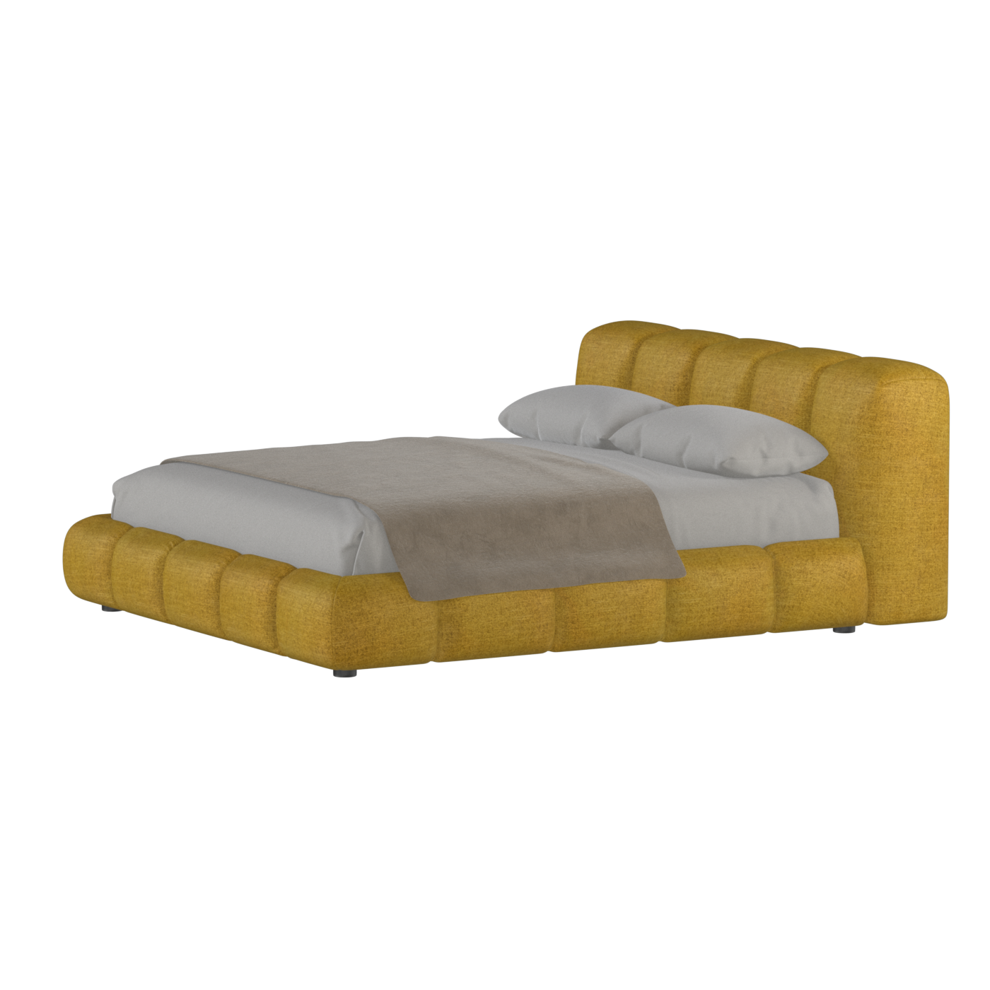 Fluffy Upholstered Bed Frame in Textured Bouclé