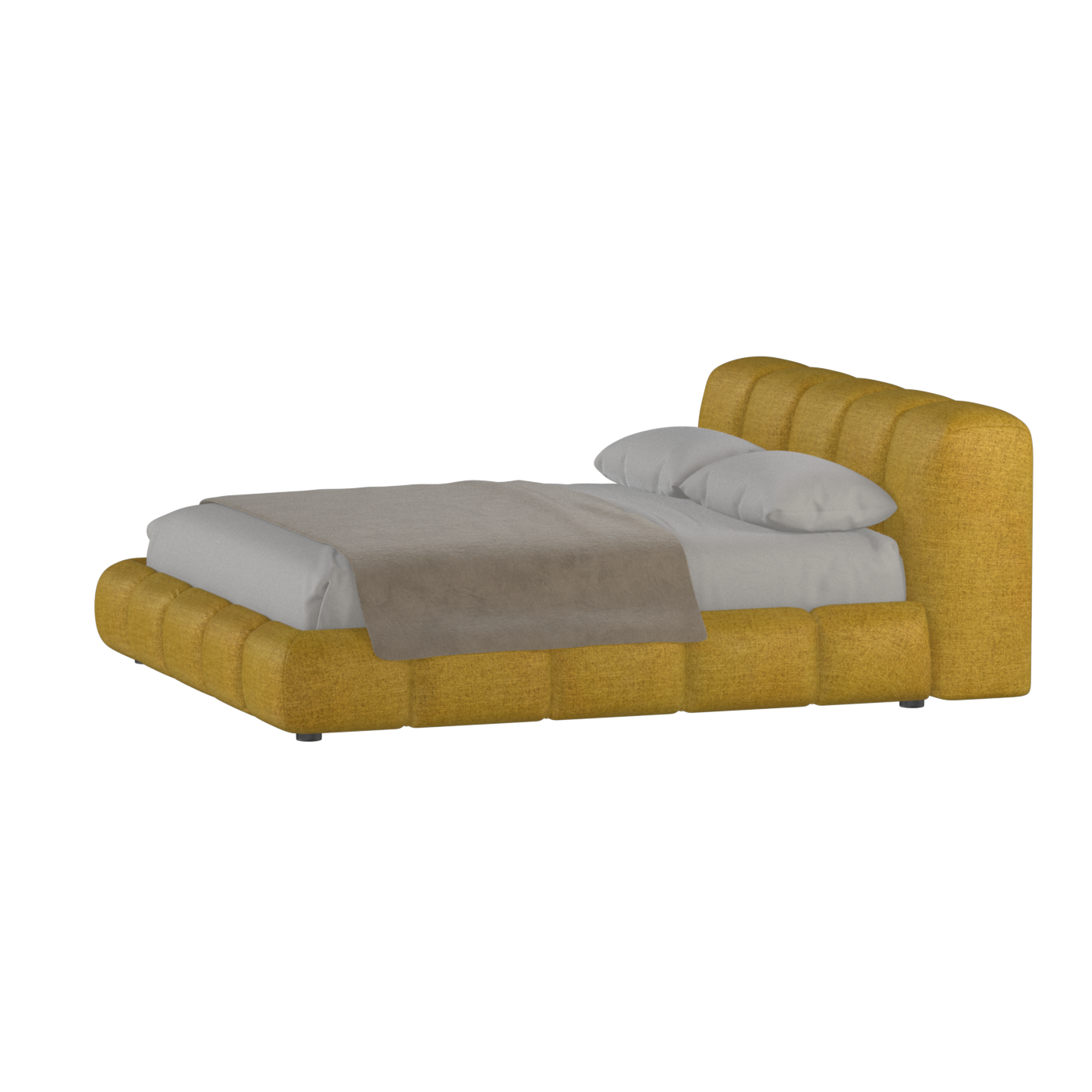 Fluffy Upholstered Bed Frame in Textured Bouclé