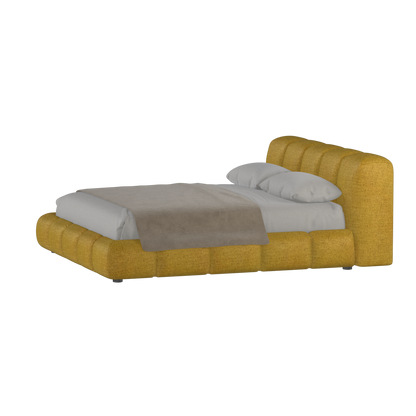 Fluffy Upholstered Bed Frame in Textured Bouclé