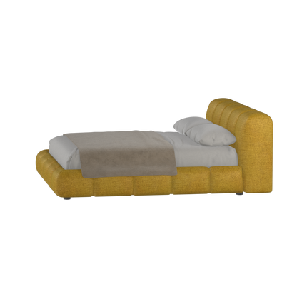 Fluffy Upholstered Bed Frame in Textured Bouclé