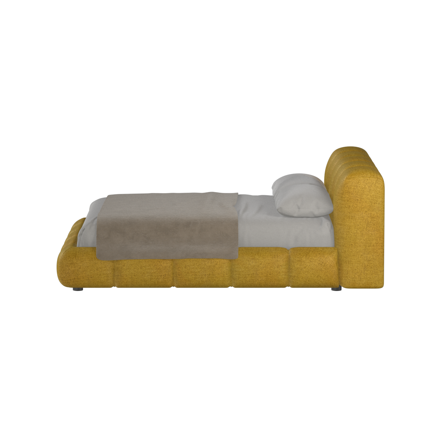 Fluffy Upholstered Bed Frame in Textured Bouclé