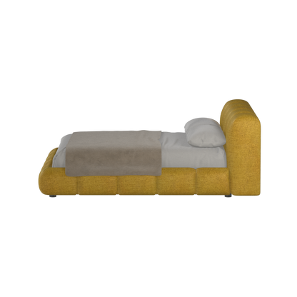 Fluffy Upholstered Bed Frame in Textured Bouclé