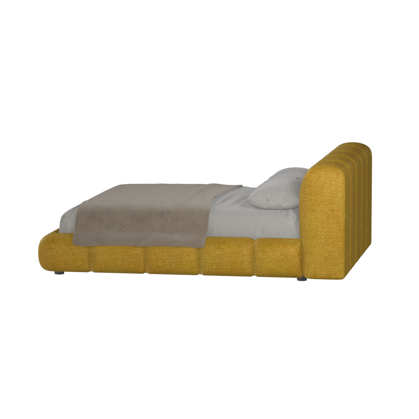 Fluffy Upholstered Bed Frame in Textured Bouclé