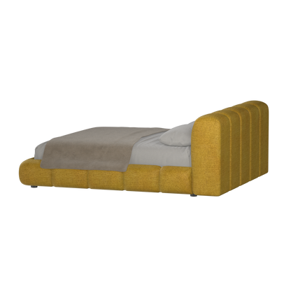 Fluffy Upholstered Bed Frame in Textured Bouclé