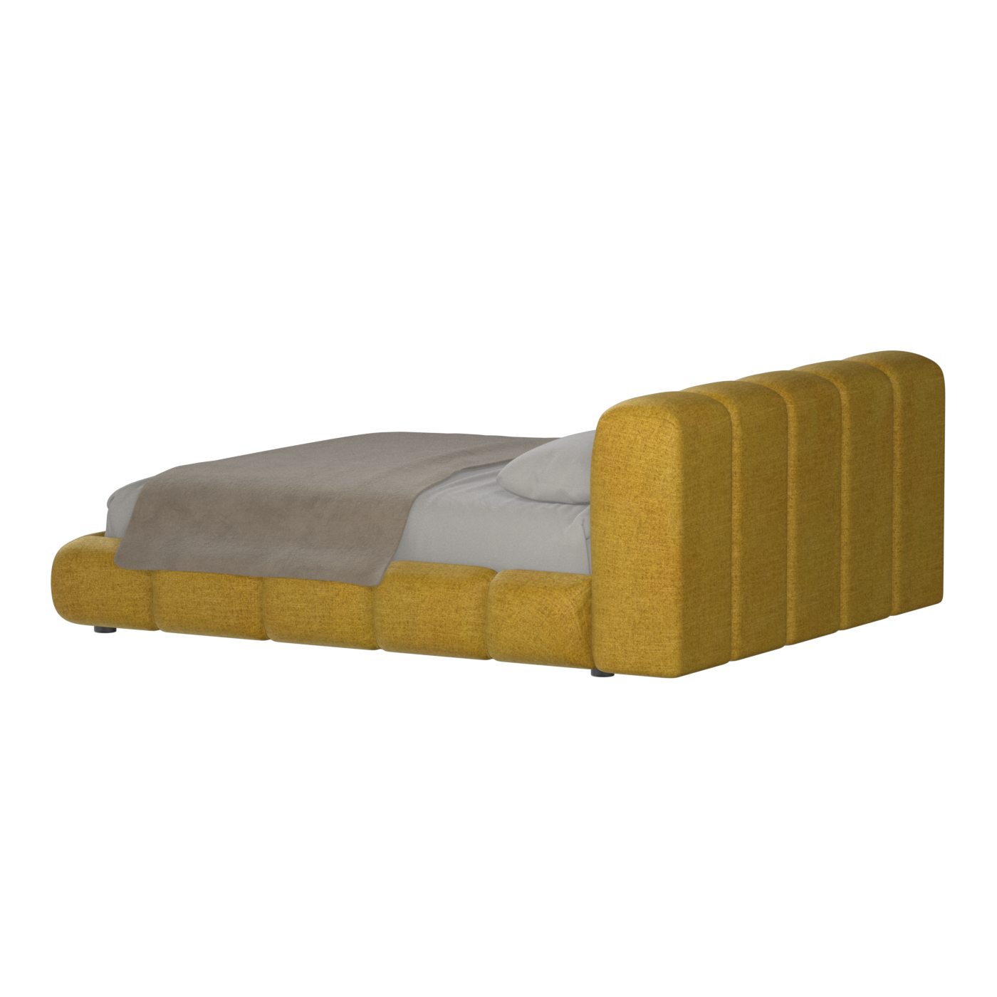 Fluffy Upholstered Bed Frame in Textured Bouclé