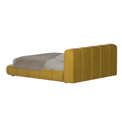 Fluffy Upholstered Bed Frame in Textured Bouclé