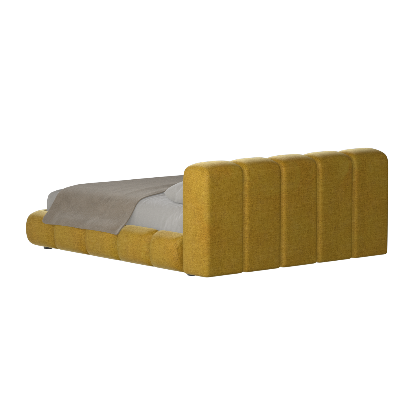 Fluffy Upholstered Bed Frame in Textured Bouclé