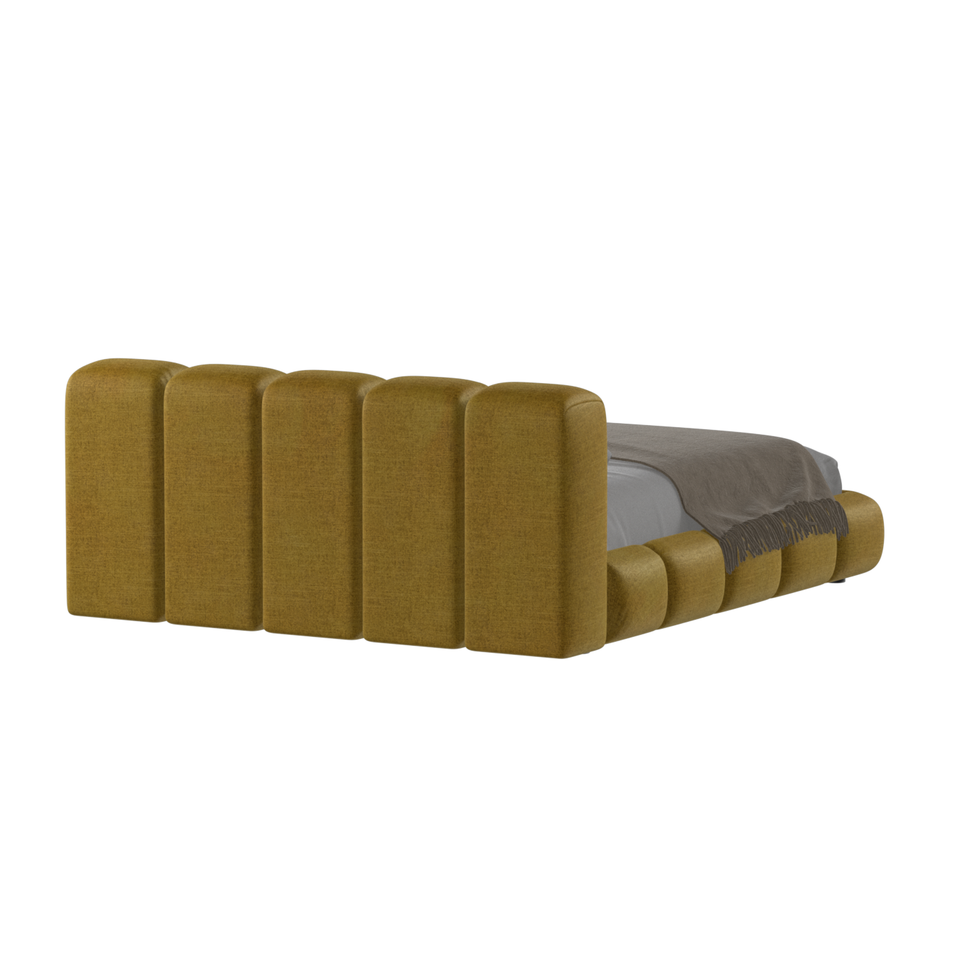 Fluffy Upholstered Bed Frame in Textured Bouclé
