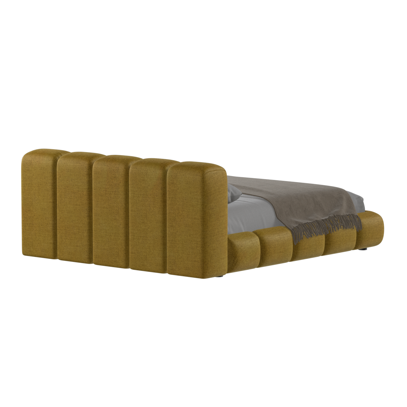 Fluffy Upholstered Bed Frame in Textured Bouclé
