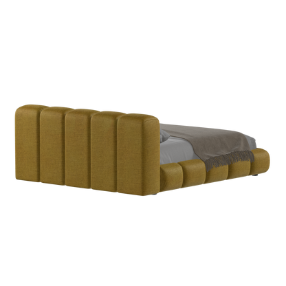 Fluffy Upholstered Bed Frame in Textured Bouclé