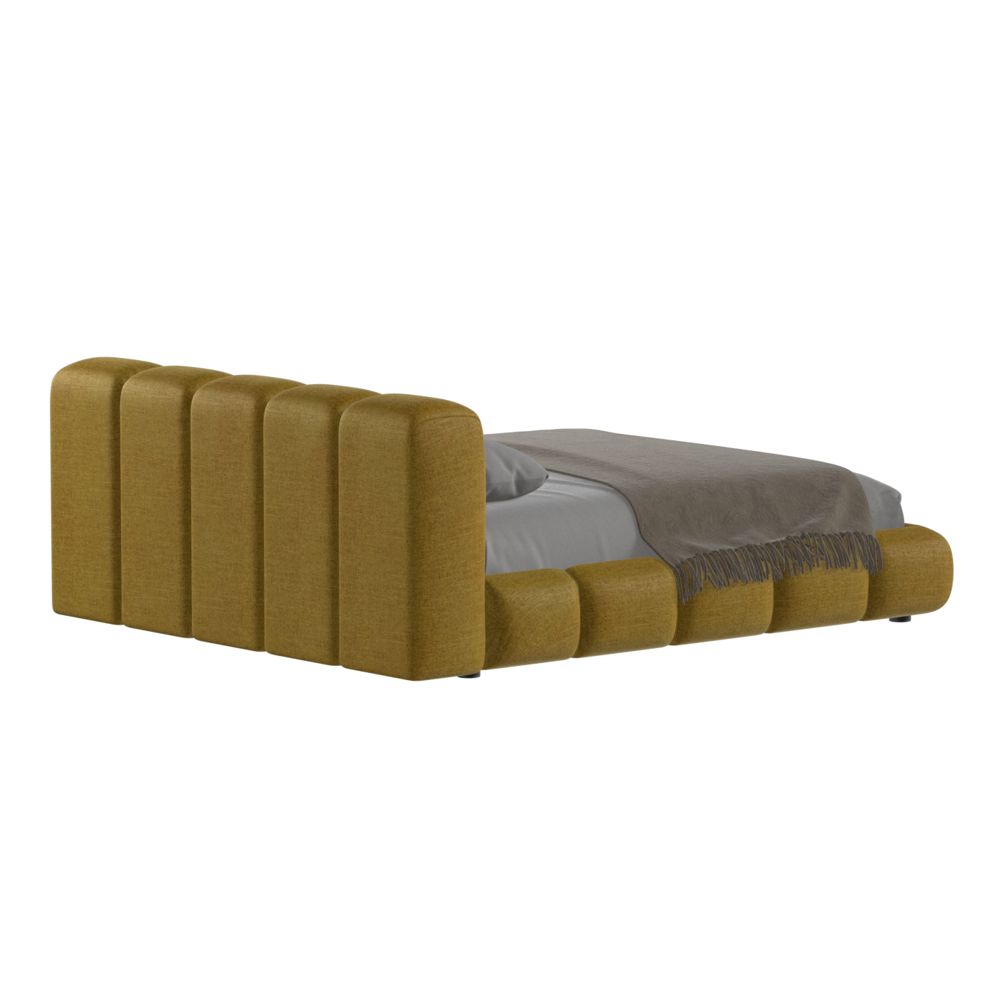 Fluffy Upholstered Bed Frame in Textured Bouclé