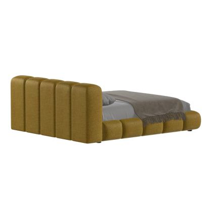 Fluffy Upholstered Bed Frame in Textured Bouclé