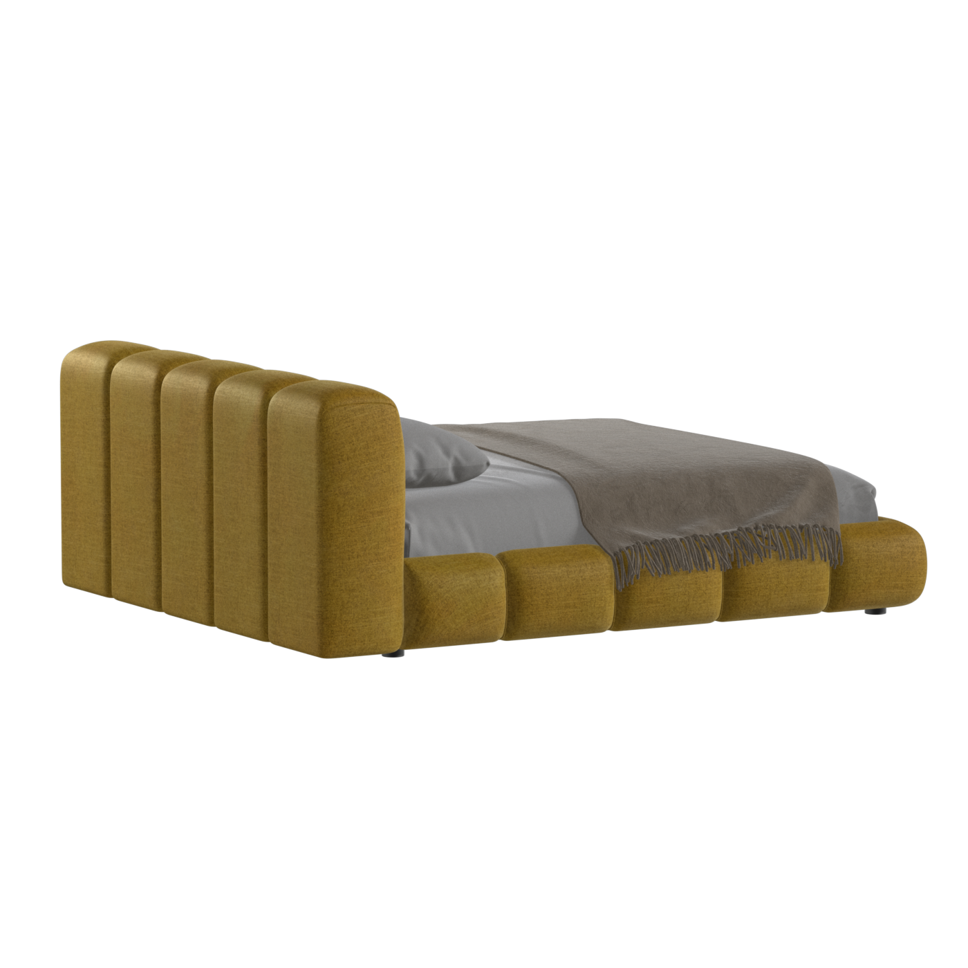 Fluffy Upholstered Bed Frame in Textured Bouclé