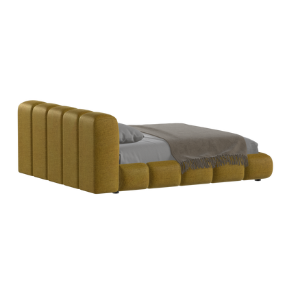 Fluffy Upholstered Bed Frame in Textured Bouclé
