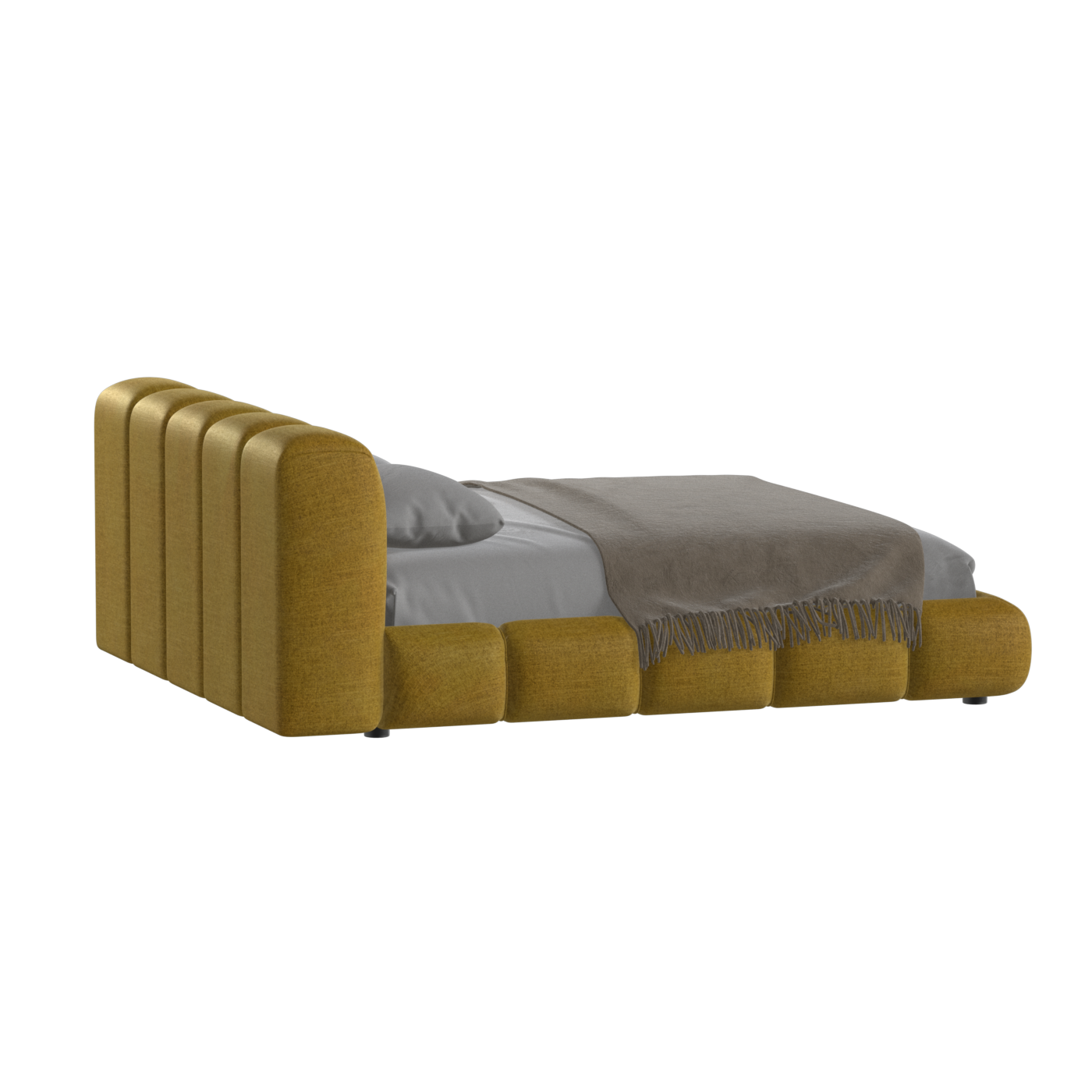 Fluffy Upholstered Bed Frame in Textured Bouclé