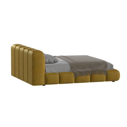 Fluffy Upholstered Bed Frame in Textured Bouclé