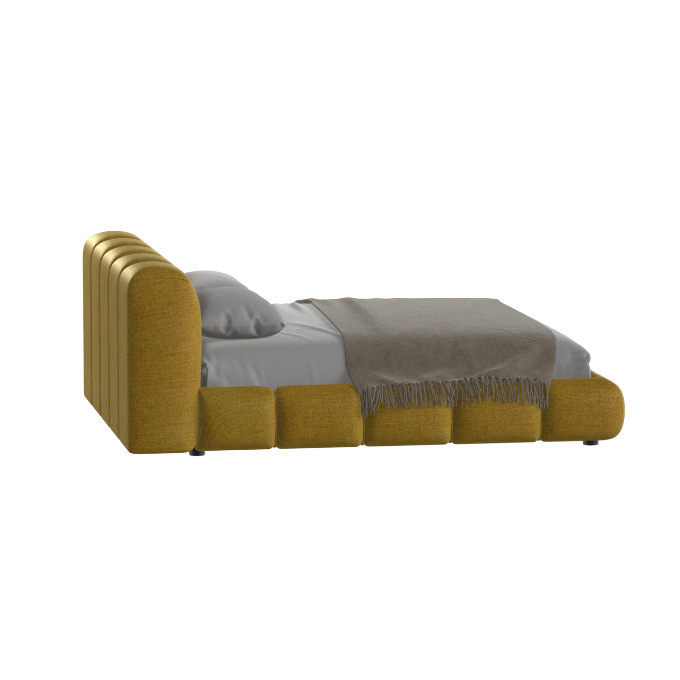Fluffy Upholstered Bed Frame in Textured Bouclé