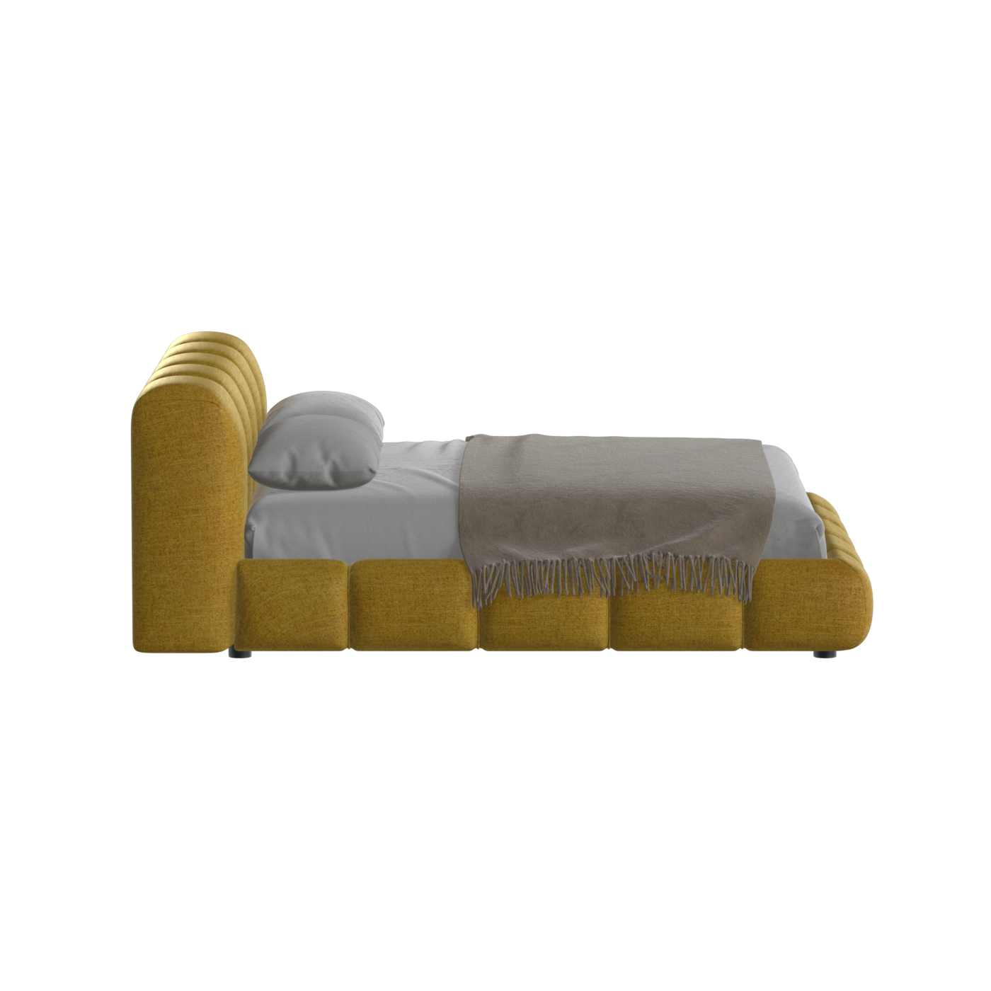 Fluffy Upholstered Bed Frame in Textured Bouclé
