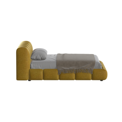 Fluffy Upholstered Bed Frame in Textured Bouclé