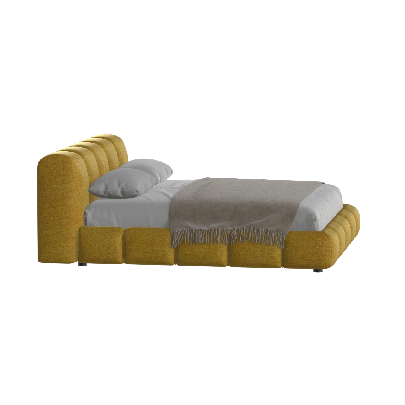 Fluffy Upholstered Bed Frame in Textured Bouclé