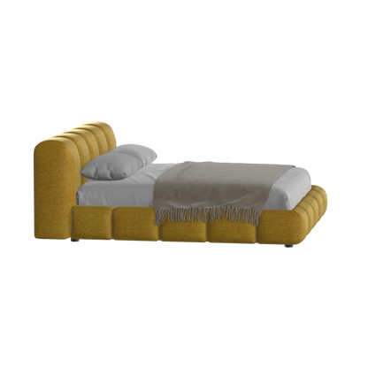 Fluffy Upholstered Bed Frame in Textured Bouclé