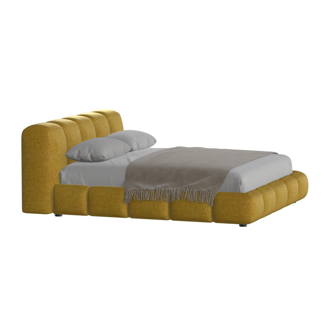 Fluffy Upholstered Bed Frame in Textured Bouclé