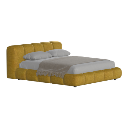 Fluffy Upholstered Bed Frame in Textured Bouclé